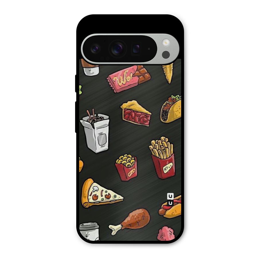 Foodie Pattern Metal Back Case for Google Pixel 9 Pro XL