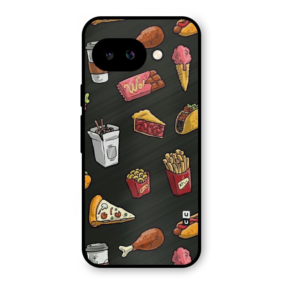 Foodie Pattern Metal Back Case for Google Pixel 9a
