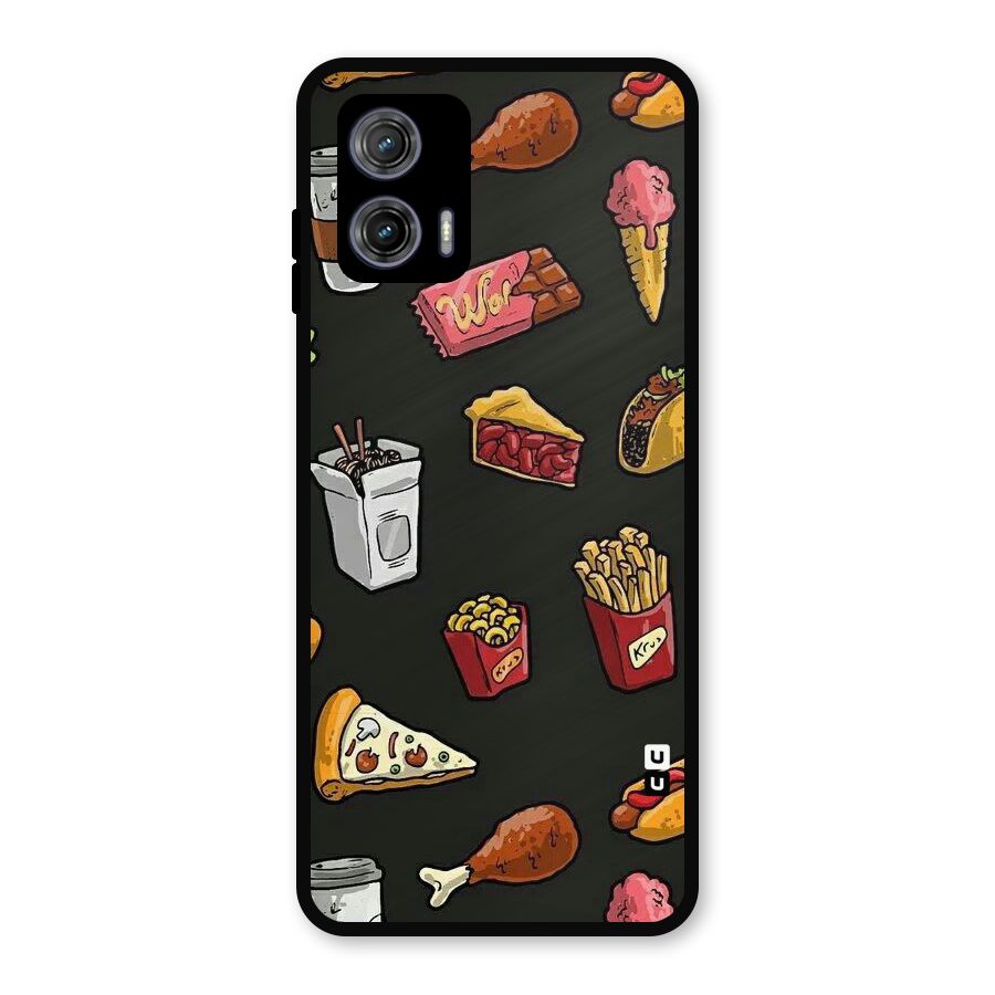 Foodie Pattern Metal Back Case for Moto G73