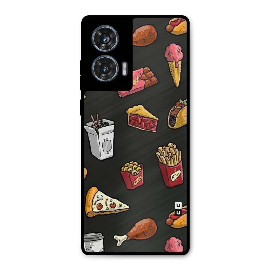 Foodie Pattern Metal Back Case for Motorola Edge 50 Fusion