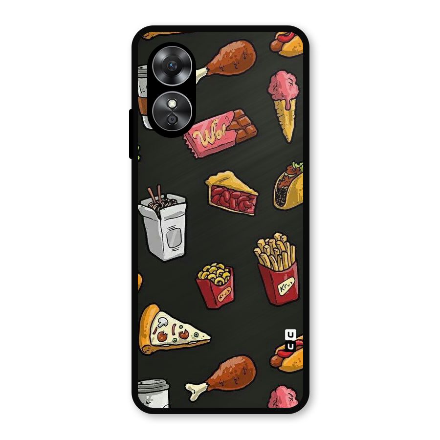 Foodie Pattern Metal Back Case for Oppo A17