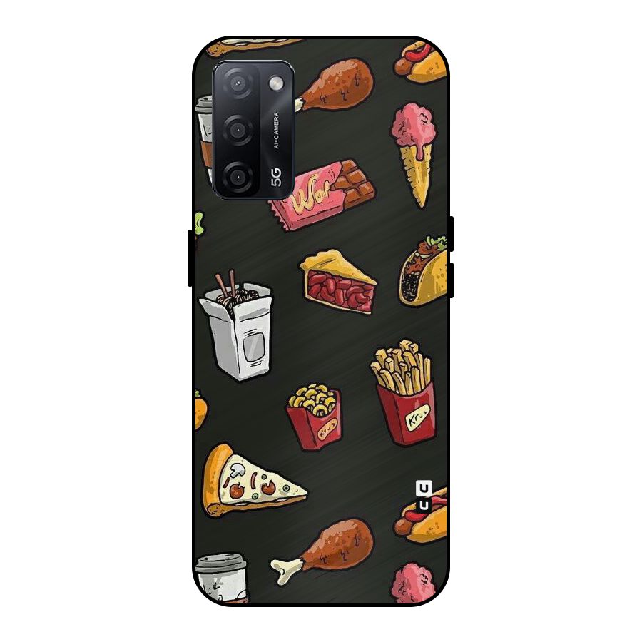Foodie Pattern Metal Back Case for Oppo A53s 5G