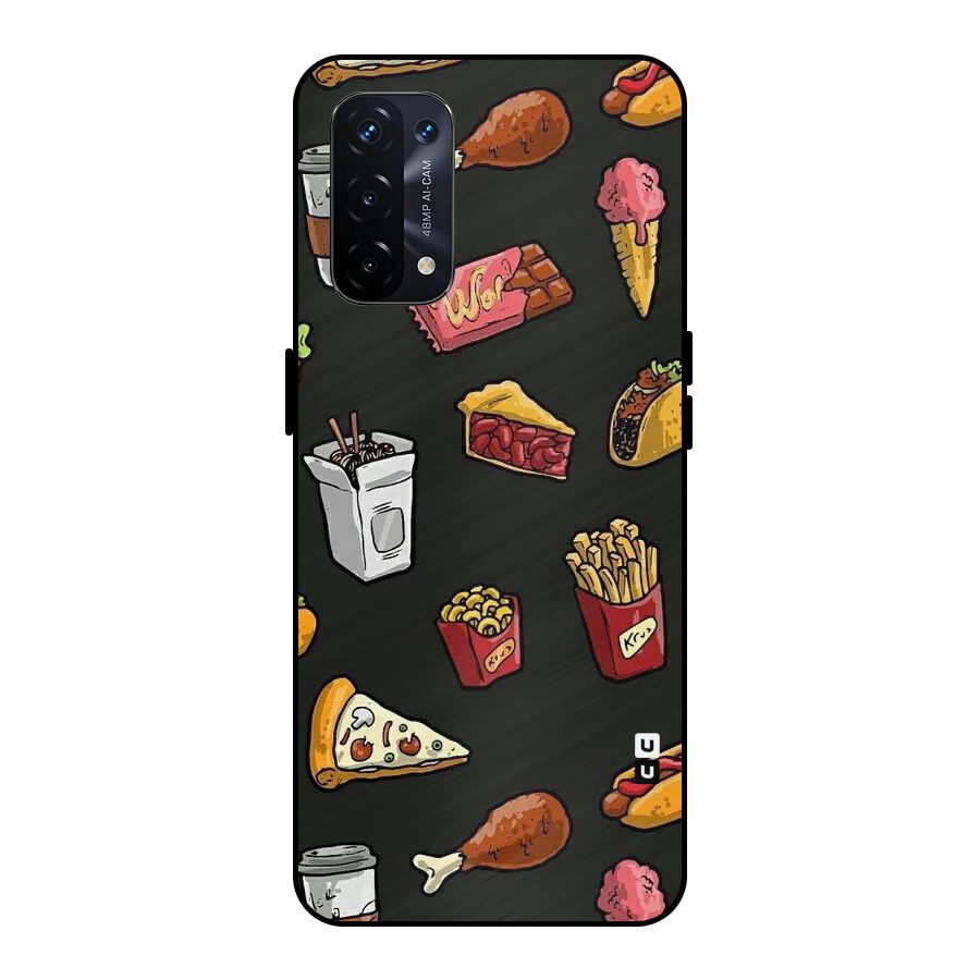 Foodie Pattern Metal Back Case for Oppo A74 5G