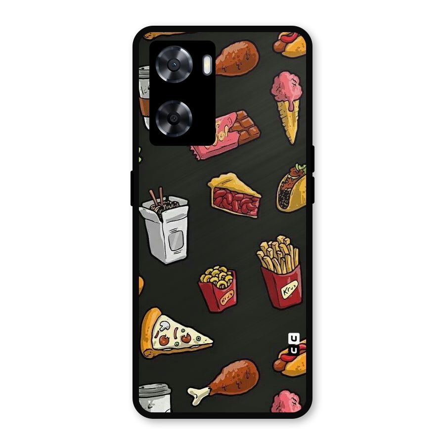 Foodie Pattern Metal Back Case for Oppo A77s