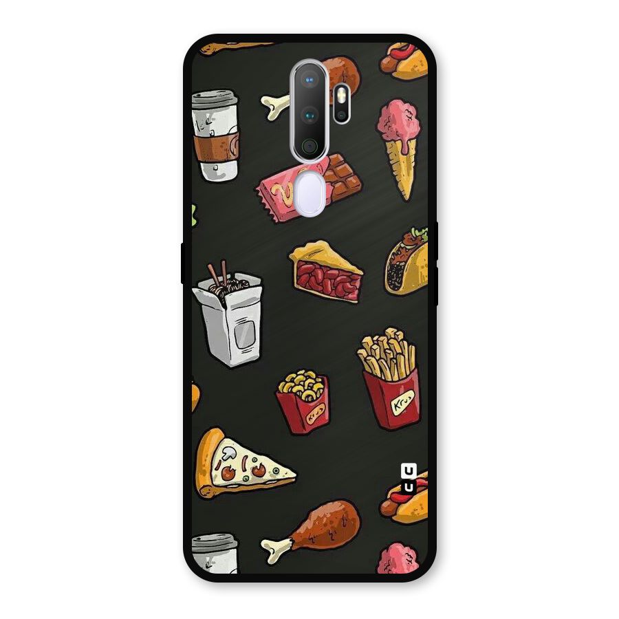 Foodie Pattern Metal Back Case for Oppo A9 (2020)