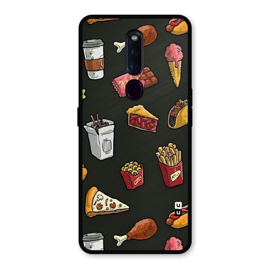 Foodie Pattern Metal Back Case for Oppo F11 Pro