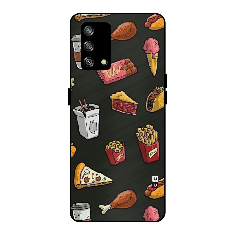 Foodie Pattern Metal Back Case for Oppo F19