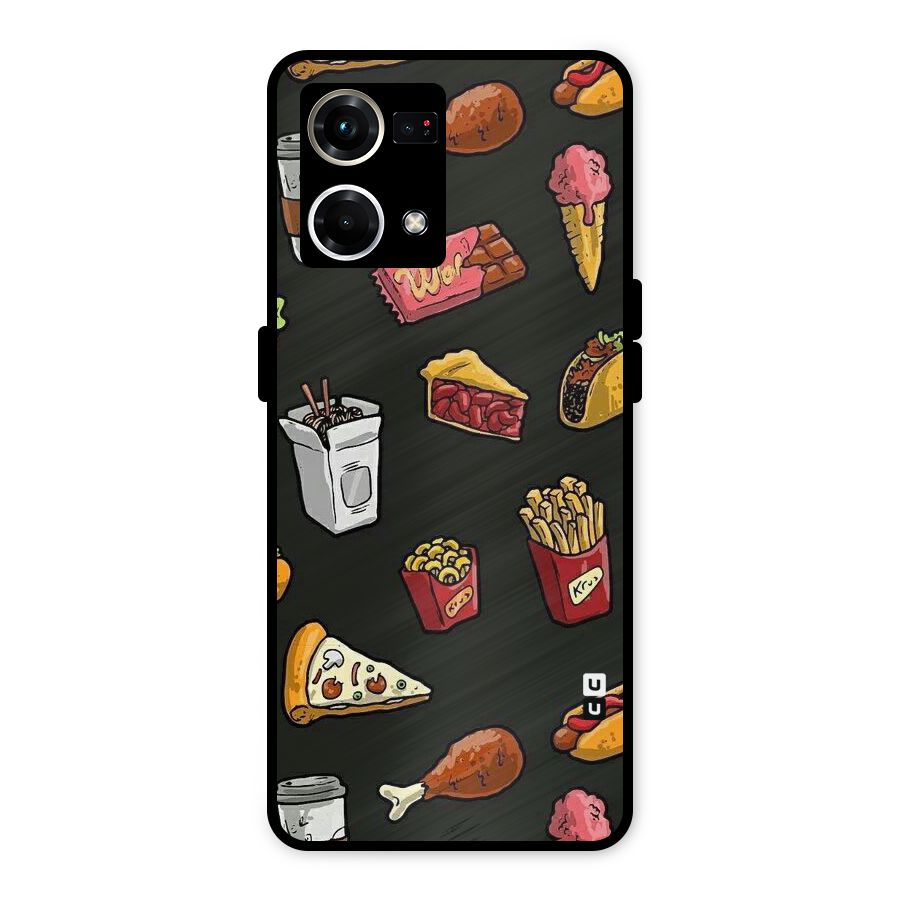 Foodie Pattern Metal Back Case for Oppo F21 Pro 4G