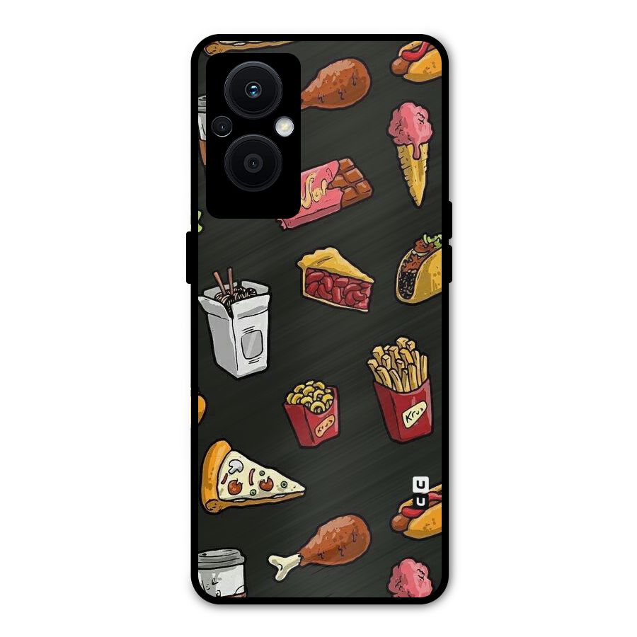 Foodie Pattern Metal Back Case for Oppo F21 Pro 5G
