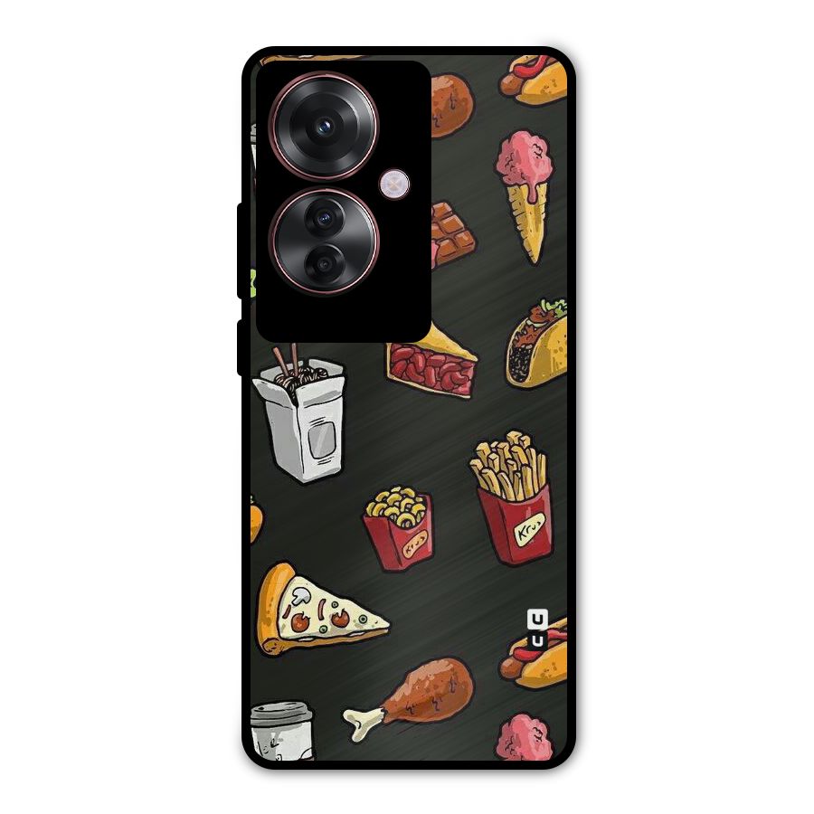 Foodie Pattern Metal Back Case for Oppo F25 Pro
