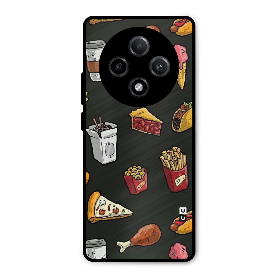 Foodie Pattern Metal Back Case for Oppo F27 Pro Plus