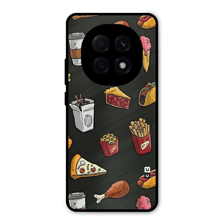 Foodie Pattern Metal Back Case for Oppo F29 Pro