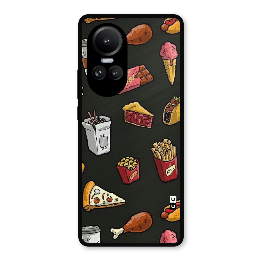 Foodie Pattern Metal Back Case for Oppo Reno10
