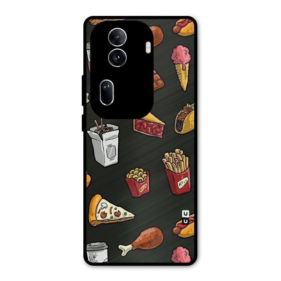 Foodie Pattern Metal Back Case for Oppo Reno11 Pro 5G