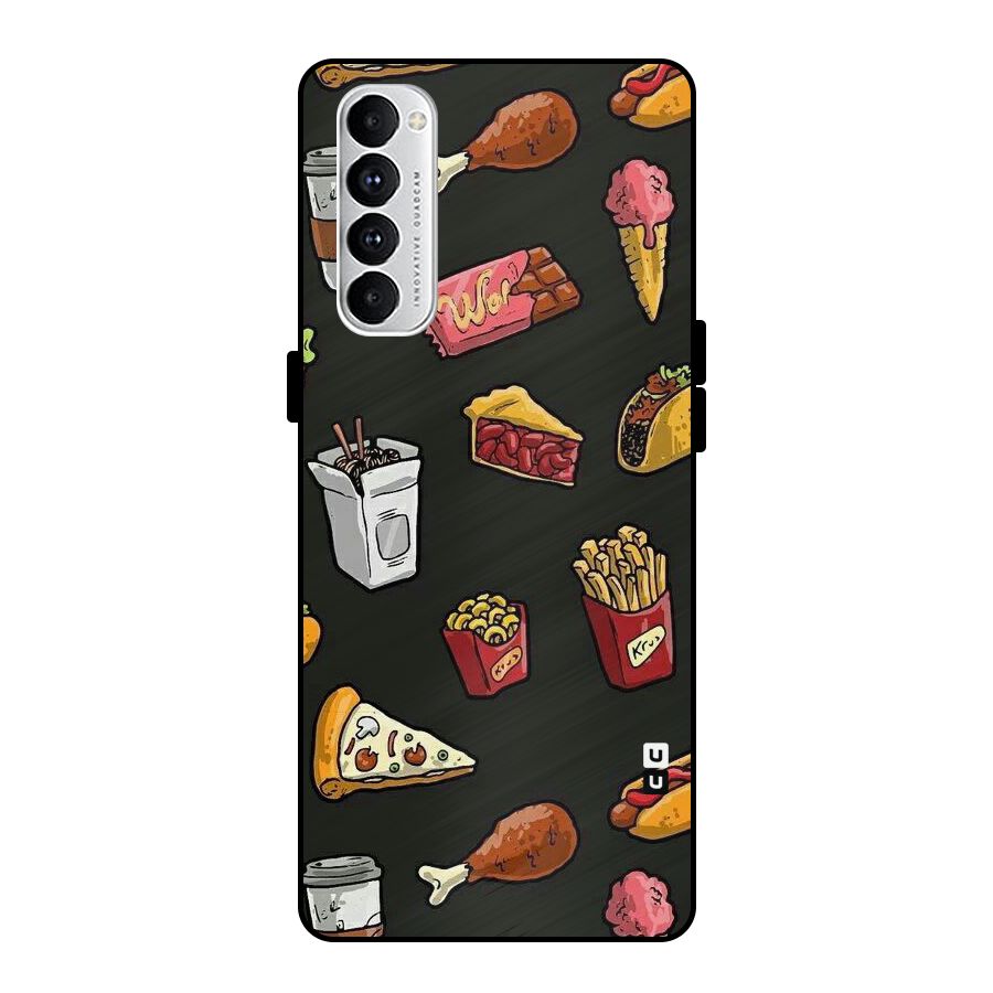 Foodie Pattern Metal Back Case for Oppo Reno4 Pro