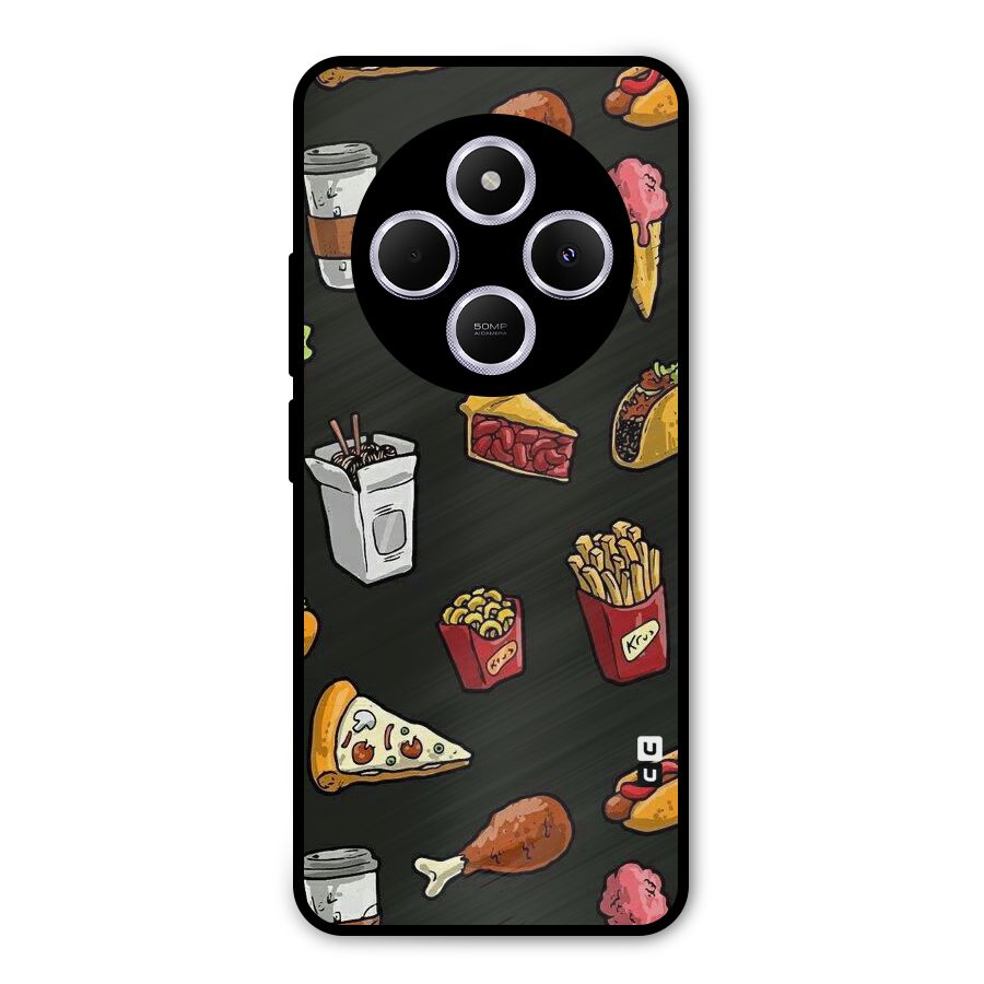 Foodie Pattern Metal Back Case for Poco C75 5G