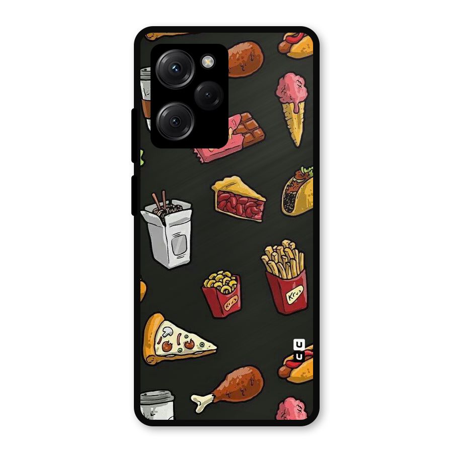Foodie Pattern Metal Back Case for Poco X5 Pro