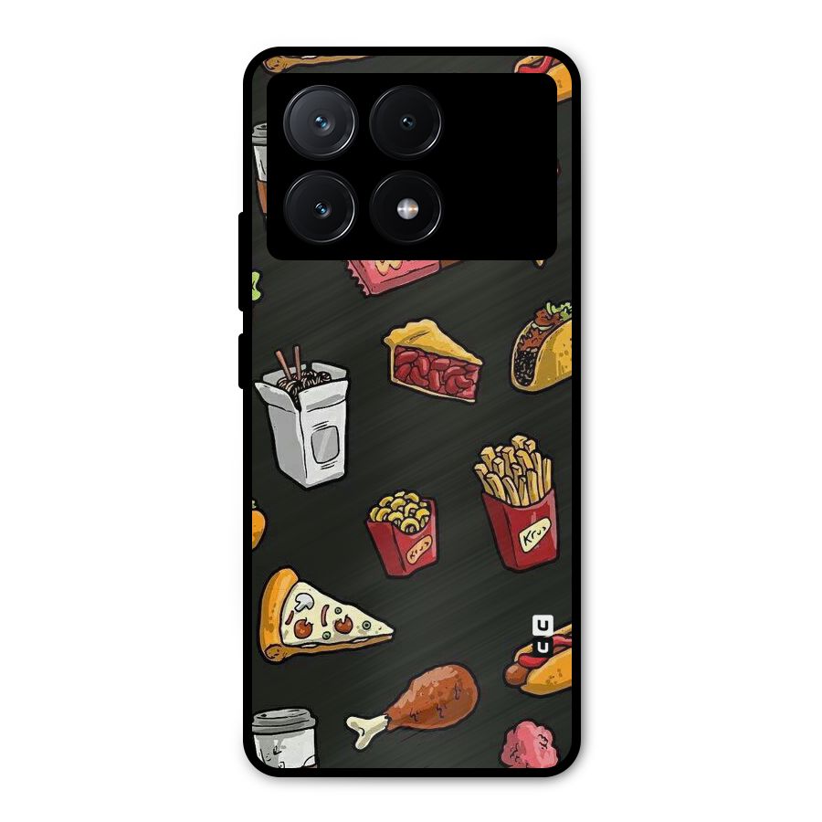 Foodie Pattern Metal Back Case for Poco X6 Pro