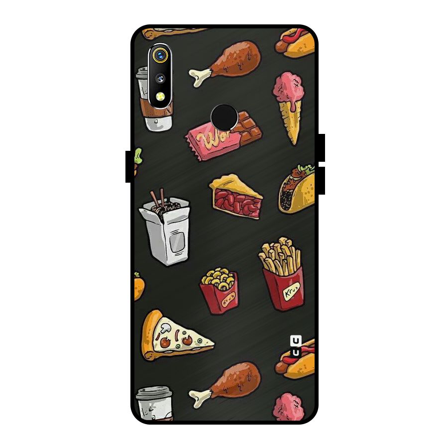 Foodie Pattern Metal Back Case for Realme 3i