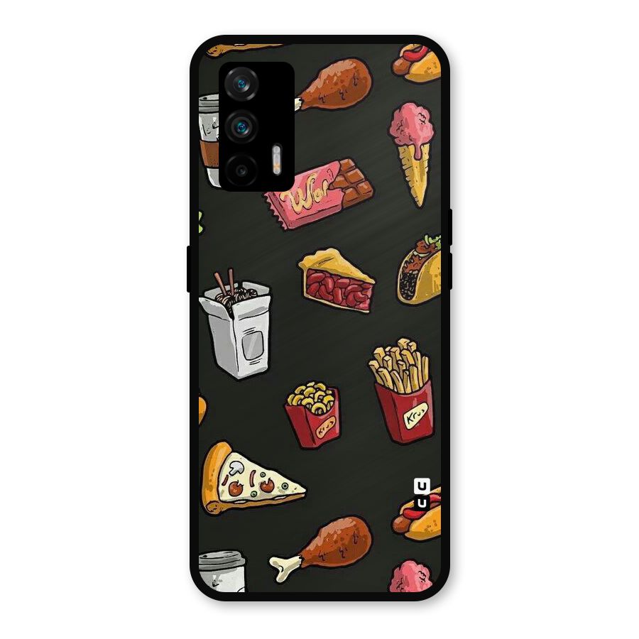 Foodie Pattern Metal Back Case for Realme GT 5G