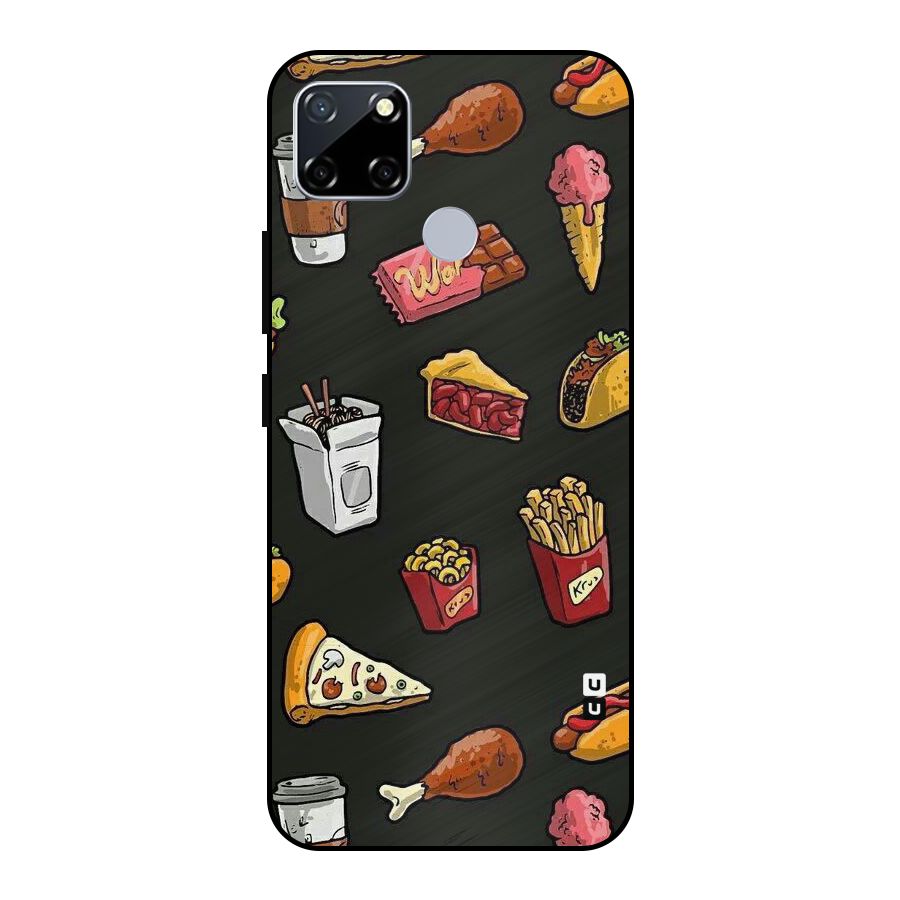 Foodie Pattern Metal Back Case for Realme Narzo 20