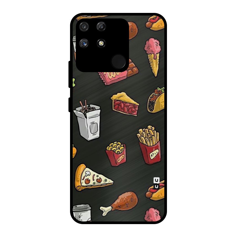 Foodie Pattern Metal Back Case for Realme Narzo 50A