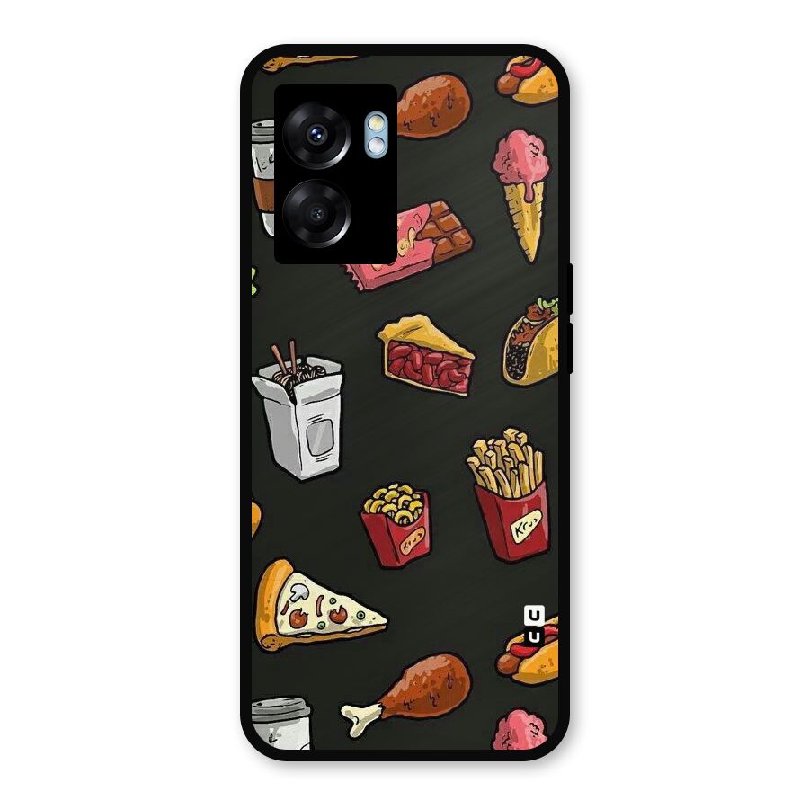 Foodie Pattern Metal Back Case for Realme Narzo 50 5G