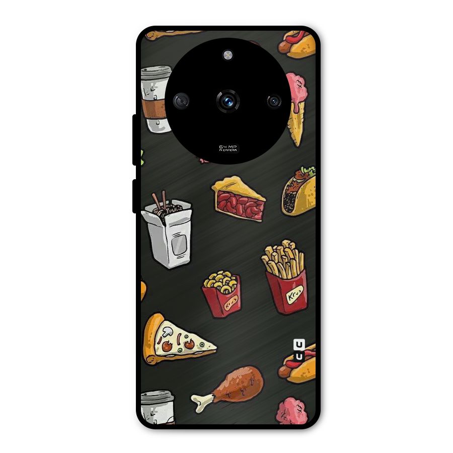 Foodie Pattern Metal Back Case for Realme Narzo 60 5G