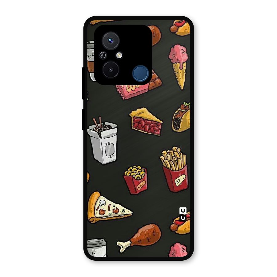 Foodie Pattern Metal Back Case for Redmi 12C