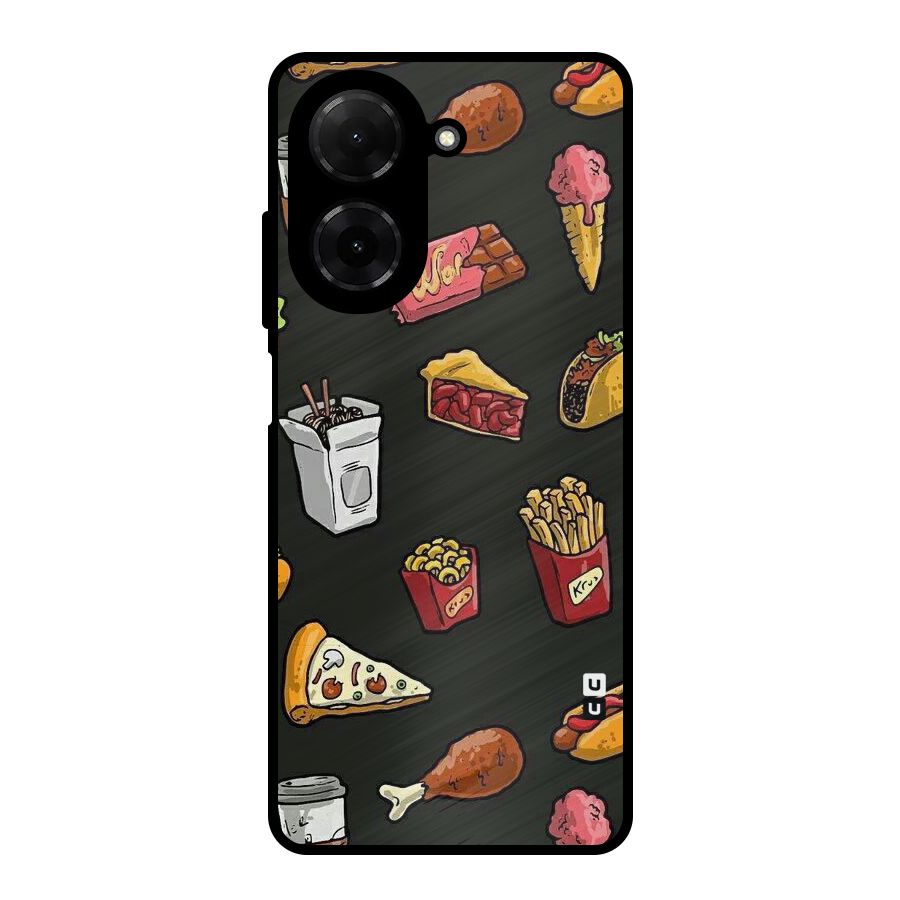 Foodie Pattern Metal Back Case for Redmi A5 4G