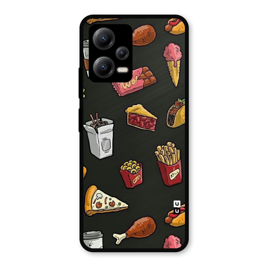 Foodie Pattern Metal Back Case for Redmi Note 12 5G