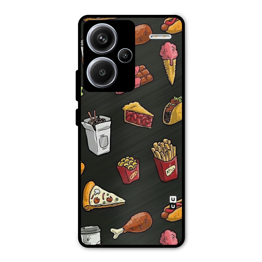 Foodie Pattern Metal Back Case for Redmi Note 13 Pro Plus