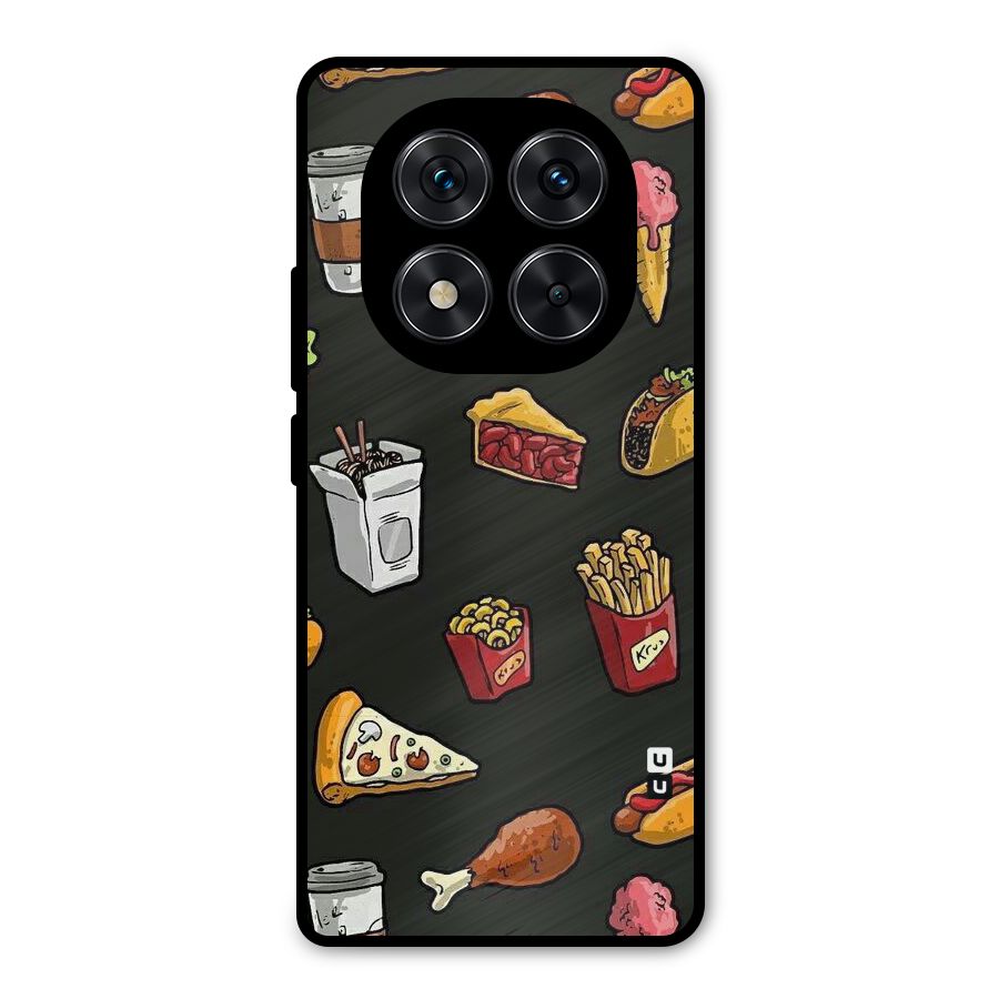 Foodie Pattern Metal Back Case for Redmi Note 14 Pro 5G