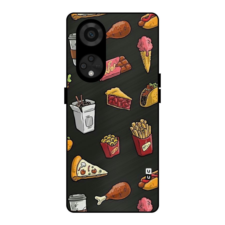 Foodie Pattern Metal Back Case for Reno8 T 5G