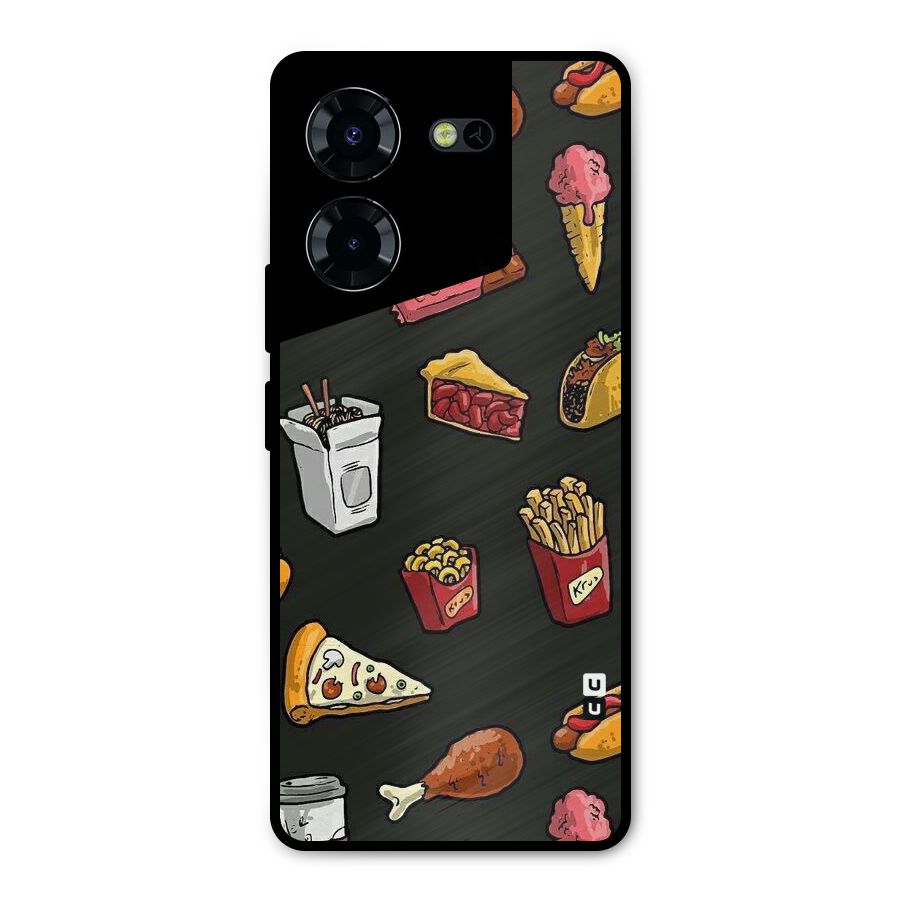 Foodie Pattern Metal Back Case for Tecno Pova 5 Pro 5G