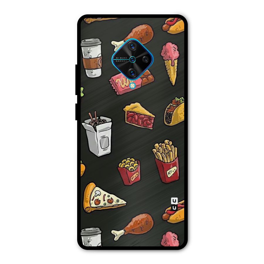 Foodie Pattern Metal Back Case for Vivo S1 Pro