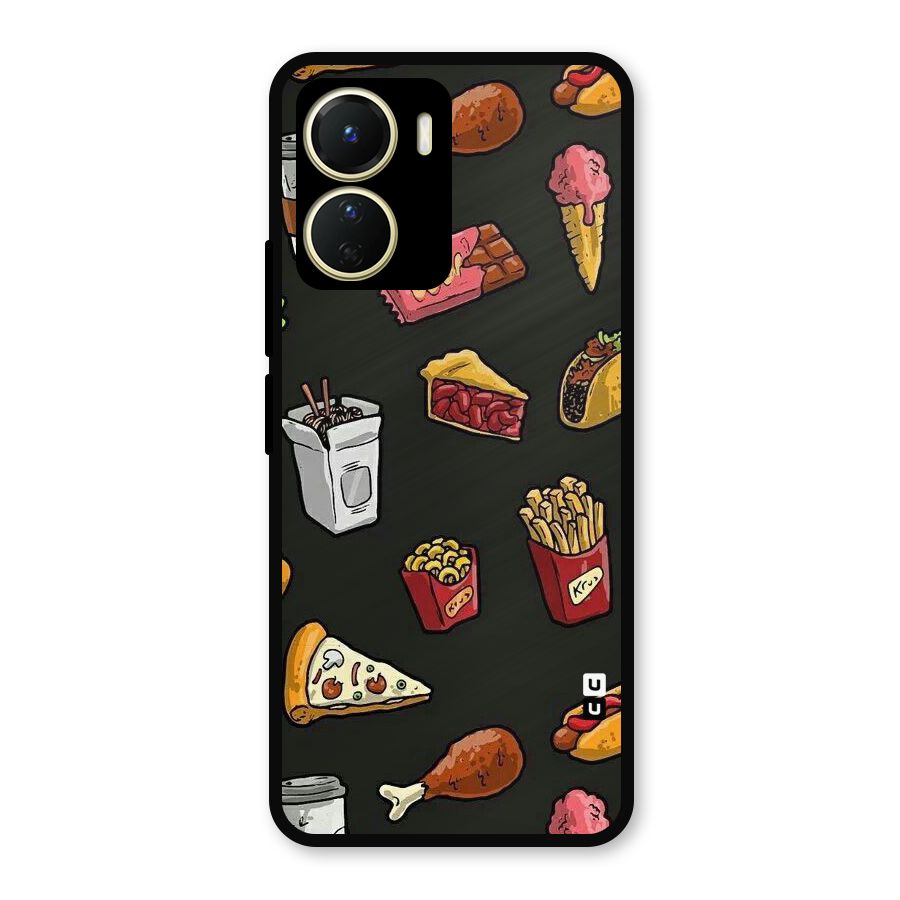 Foodie Pattern Metal Back Case for Vivo T2x