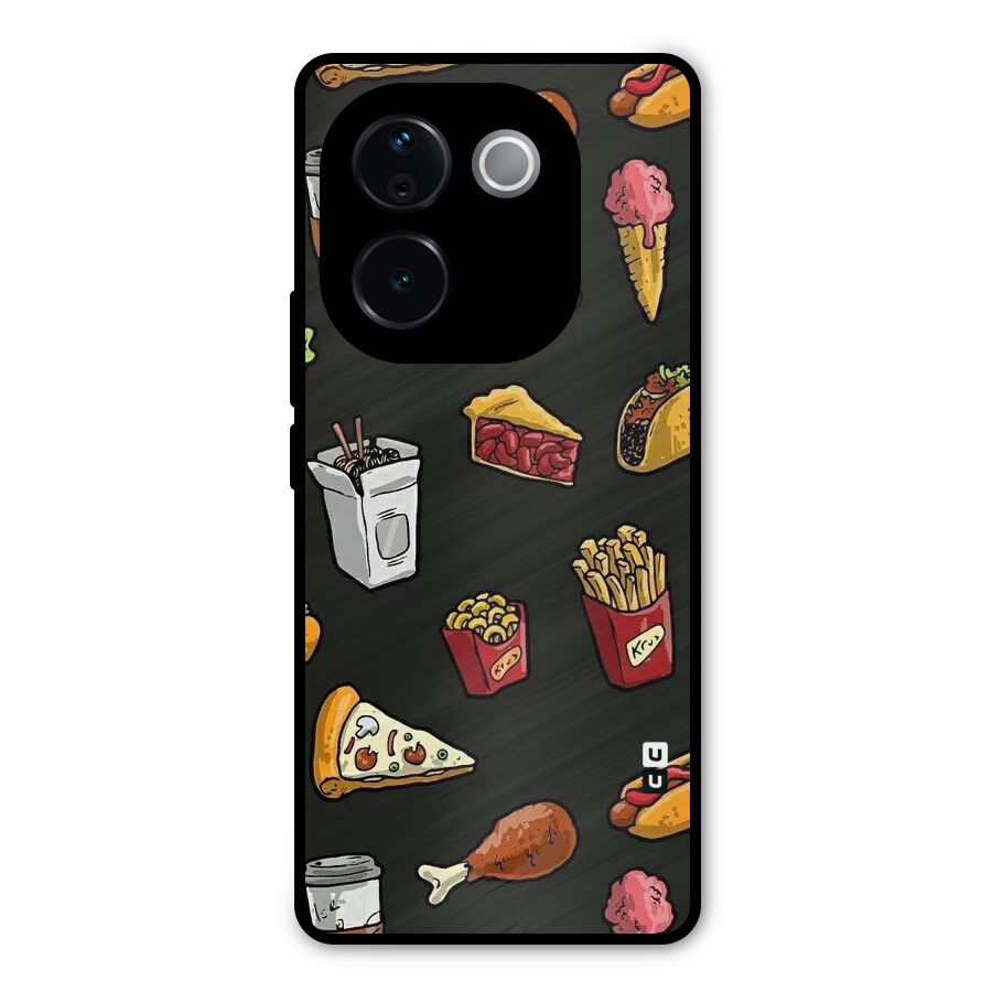 Foodie Pattern Metal Back Case for Vivo T3 Pro