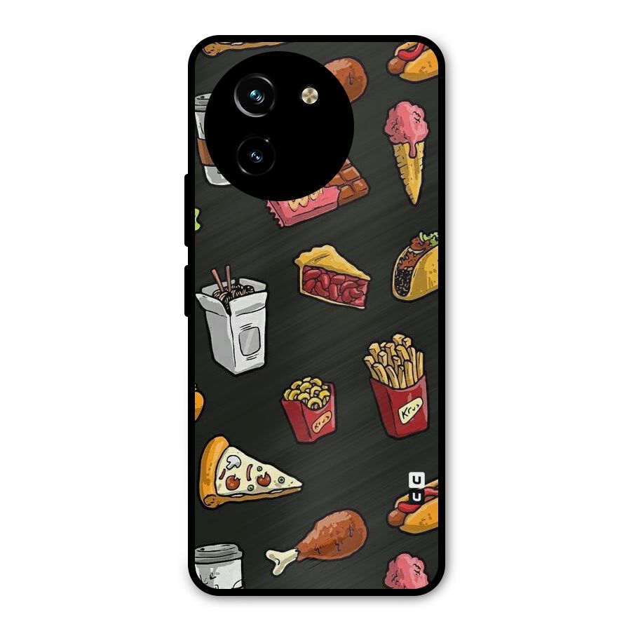 Foodie Pattern Metal Back Case for Vivo T3x