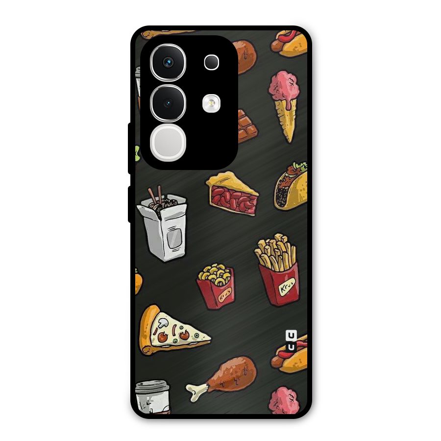 Foodie Pattern Metal Back Case for Vivo T4x