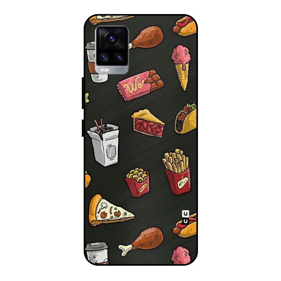 Foodie Pattern Metal Back Case for Vivo V20