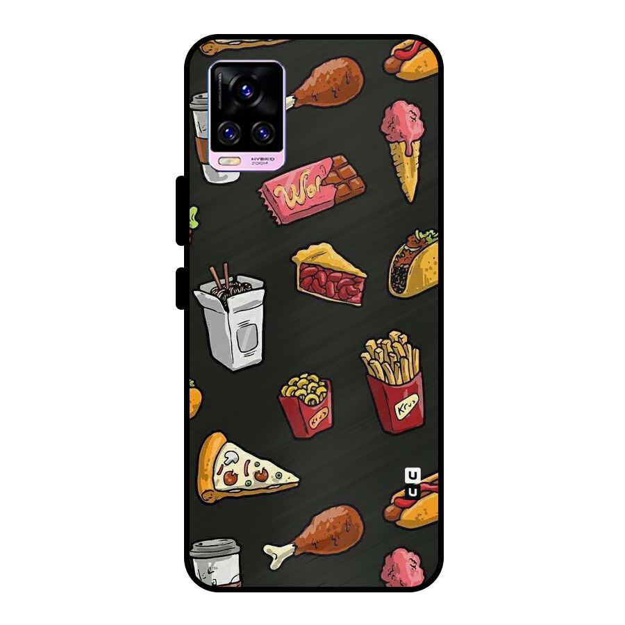Foodie Pattern Metal Back Case for Vivo V20 Pro