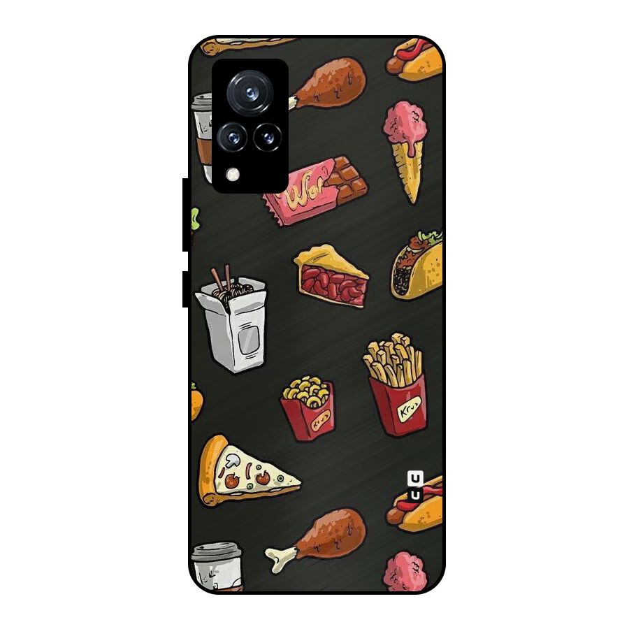 Foodie Pattern Metal Back Case for Vivo V21 5G