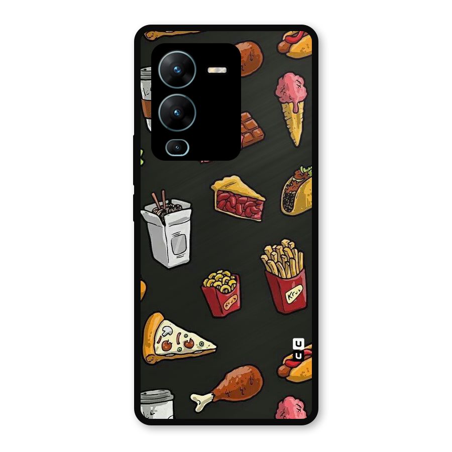 Foodie Pattern Metal Back Case for Vivo V25 Pro