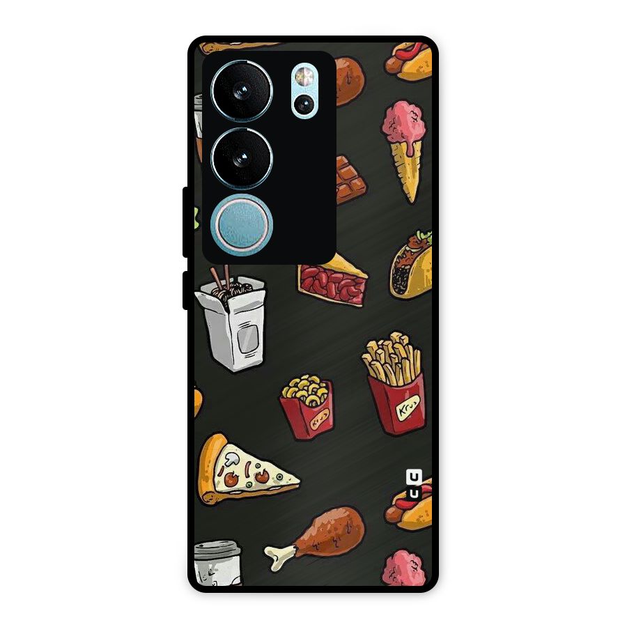 Foodie Pattern Metal Back Case for Vivo V29 Pro