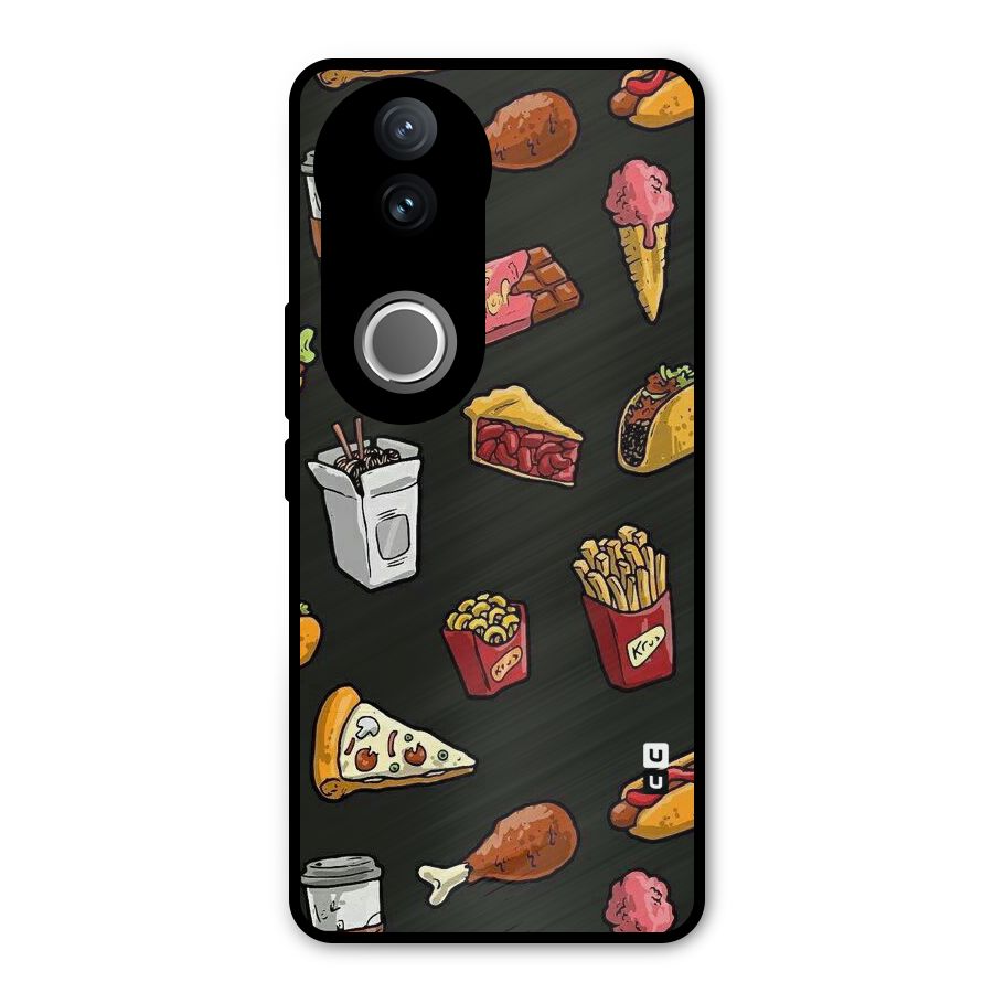 Foodie Pattern Metal Back Case for Vivo V50e