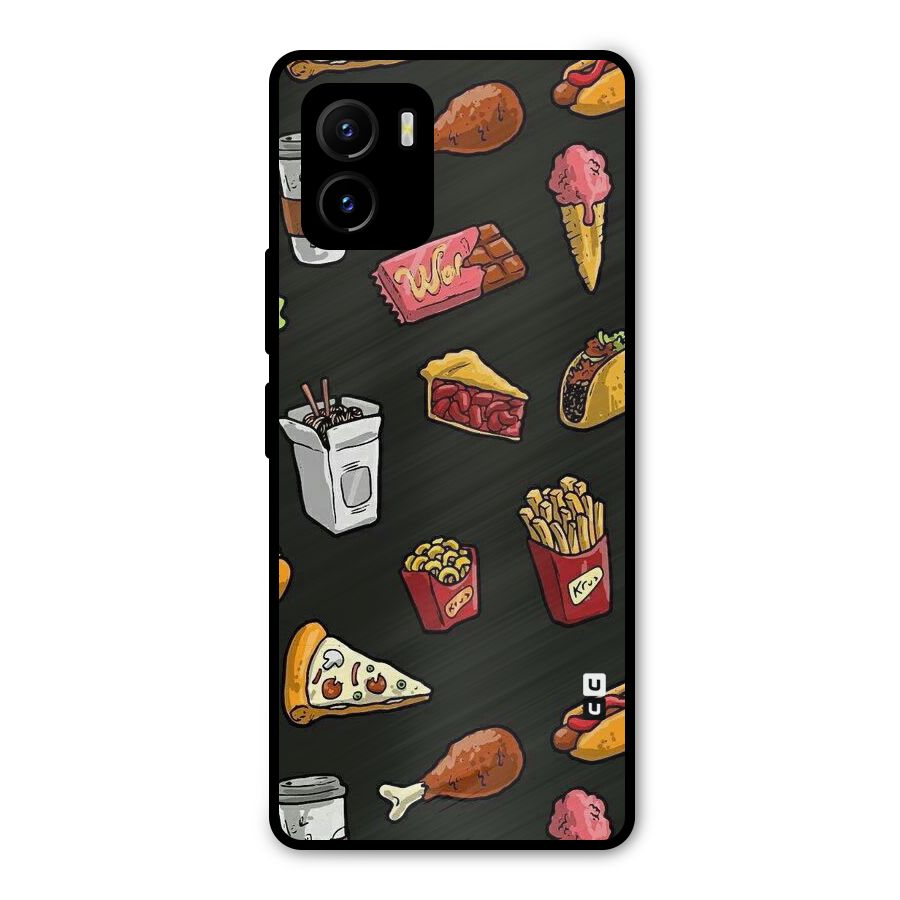 Foodie Pattern Metal Back Case for Vivo Y15s