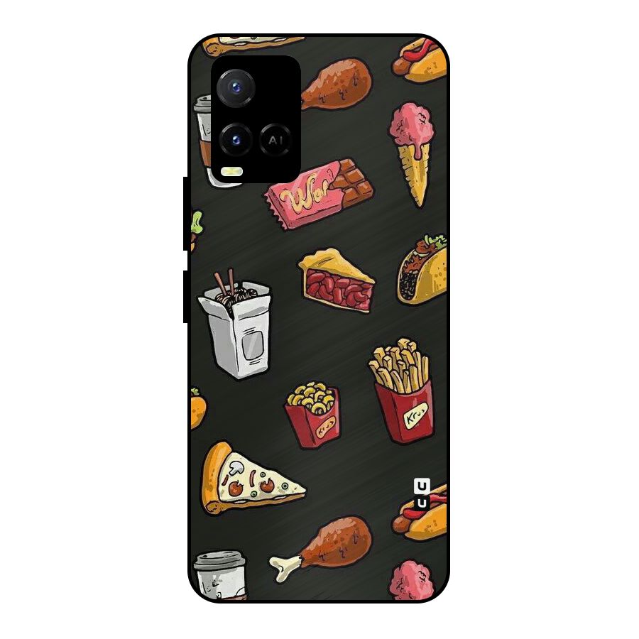 Foodie Pattern Metal Back Case for Vivo Y21 2021