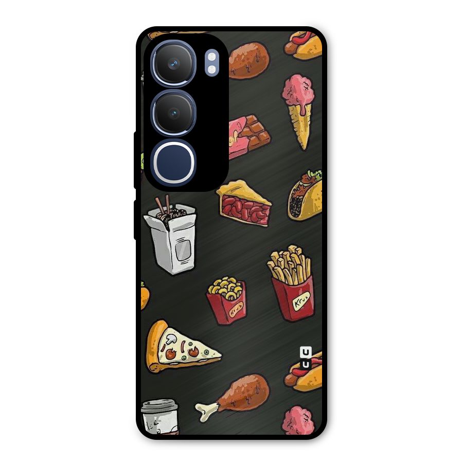 Foodie Pattern Metal Back Case for Vivo Y29