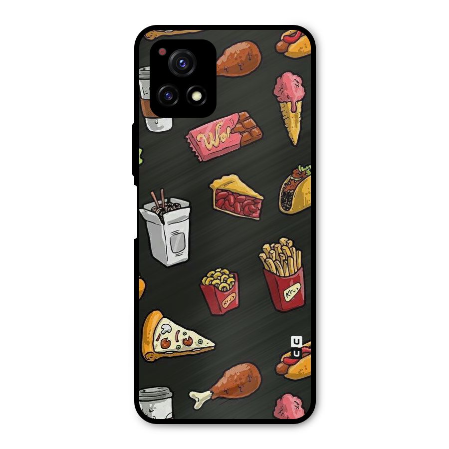 Foodie Pattern Metal Back Case for Vivo Y72 5G